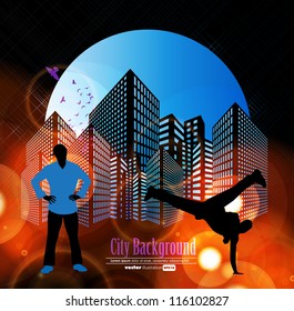 Break-dance silhouettes. Vector illustration.