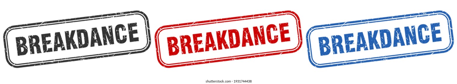 breakdance square isolated sign set. breakdance stamp