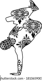 Breakdance Vector Black Design With Nature Pattern