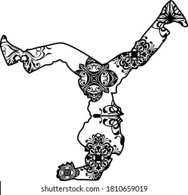 Breakdance Vector Black Design With Nature Pattern