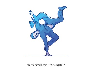 Breakdance vectors, The artwork features a cool young boy and girl showcasing their dance skills in an urban style. Their movements reflect the essence of hip-hop culture, emphasizing rhythm.