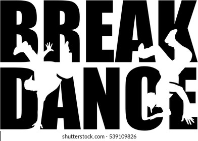 Breakdance word with cutout silhouette