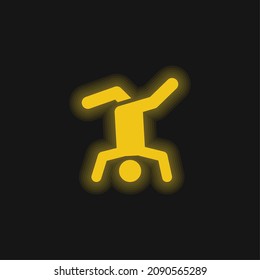 Breakdance yellow glowing neon icon