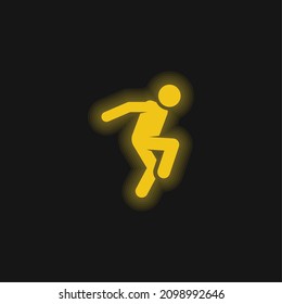 Breakdance yellow glowing neon icon