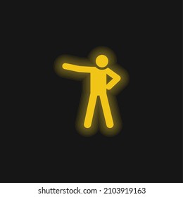 Breakdance yellow glowing neon icon