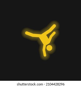 Breakdance yellow glowing neon icon