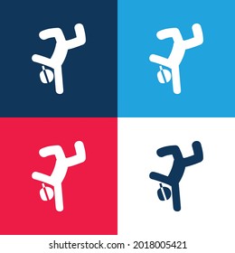 Juego de iconos mínimo de cuatro colores en azul y rojo