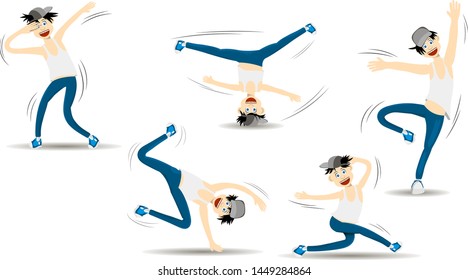 breakdancer. flat character design. set of vector images. part 1. vector