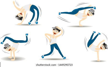 breakdancer. flat character design. set of vector images. vector
