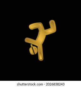 Breakdancer gold plated metalic icon or logo vector