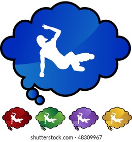 Breakdancer icon web button isolated on a background.