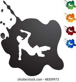 Breakdancer icon web button isolated on a background.