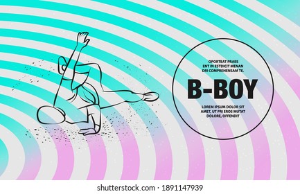 Breakdancer makes a frieze. Vector outline of Street dancing illustration.