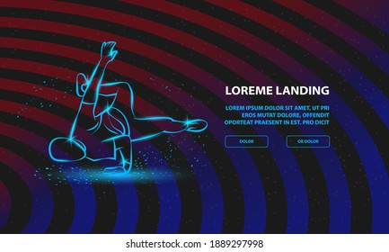 Breakdancer makes a frieze. Vector Street dancing Background for Landing Page Template.