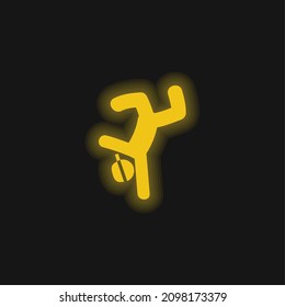 Breakdancer yellow glowing neon icon