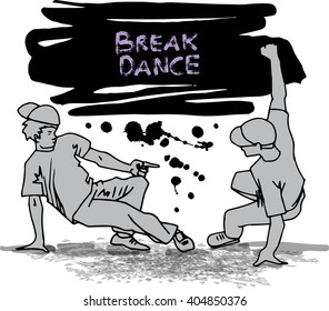 Breakdancers. Sketch. Vector