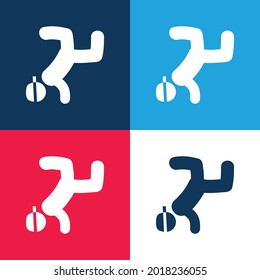 Breakdancing blue and red four color minimal icon set