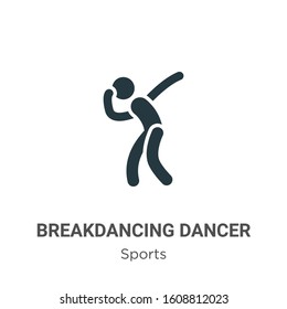 Breakdancing dancer glyph icon vector on white background. Flat vector breakdancing dancer icon symbol sign from modern sports collection for mobile concept and web apps design.
