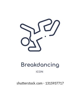 breakdancing dancer icon from sports outline collection. Thin line breakdancing dancer icon isolated on white background.