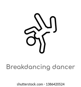 breakdancing dancer vector line icon. Simple element illustration. breakdancing dancer outline icon from sports concept. Can be used for web and mobile