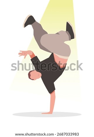 breakdancing a man doing a standing movement with one hand. Stock Illustration