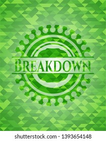 Breakdown green emblem. Mosaic background. Vector Illustration. Detailed.