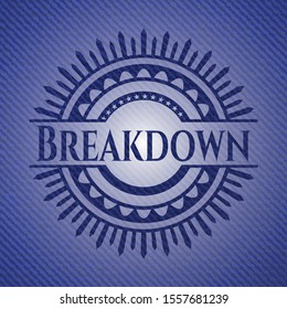 Breakdown jean or denim emblem or badge background. Vector Illustration. Detailed.