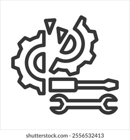 Breakdown Maintenance Outline Icon Vector Illustration