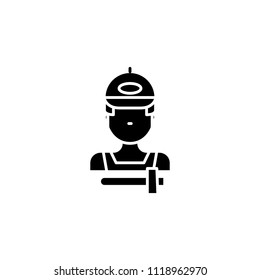 Breakdown mechanic black icon concept. Breakdown mechanic flat  vector symbol, sign, illustration.
