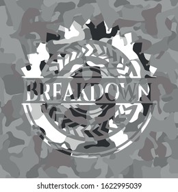 Breakdown on grey camo pattern