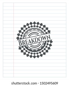 Breakdown pencil strokes emblem. Vector Illustration. Detailed.