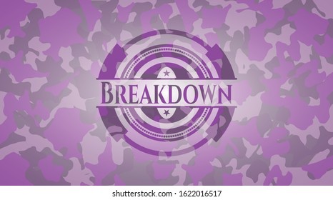 Breakdown pink and purple on camo pattern. Vector Illustration. Detailed.