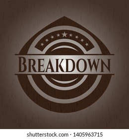 Breakdown retro wooden emblem. Vector Illustration.