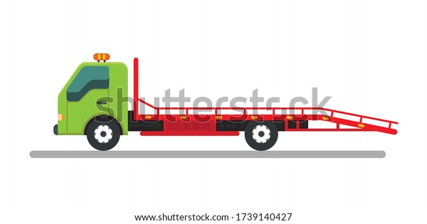 Breakdown Tow flatbed truck service\
vehicle.Help on road illustration vector\
illustration.