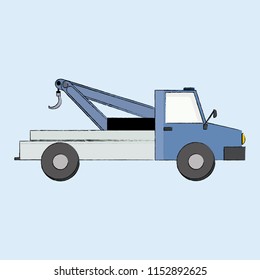 breakdown truck icon on blue background,vector illustration