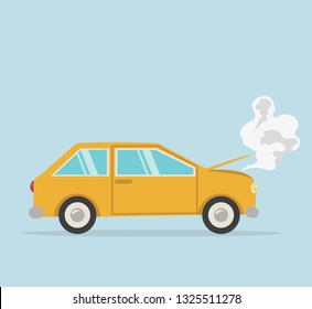 Breakdown yellow car Flat styled