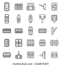 Breaker switch icons set outline vector. Cable chopper. Circuit switch