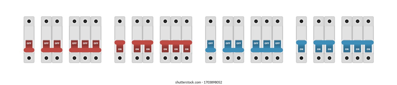 Breakers Switch Vector Flat, Fuse Vector, Electric Box, Circuit Breakers, Electrical Panel