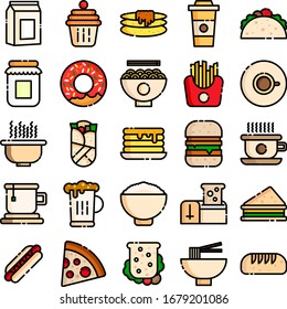 Breakfast 25 Set Coloured Icon Pack