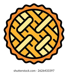 Breakfast apple pie icon. Outline breakfast apple pie vector icon color flat isolated