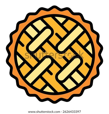 Breakfast apple pie icon. Outline breakfast apple pie vector icon color flat isolated