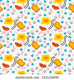 Breakfast background with Egg toast and Hotdog