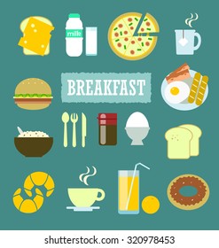 Breakfast background vector set