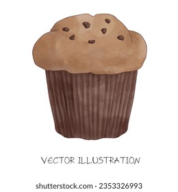 breakfast bakery and coffee watercolor vector illustration
