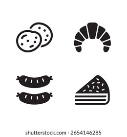 Café da manhã e Padaria Glifo Ícones Set