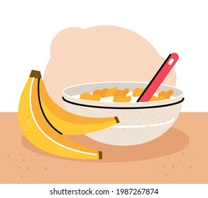 breakfast banana cereal with spoon