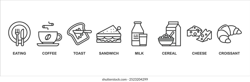 Café da manhã banner web ícone vetor ilustração conceito com ícone