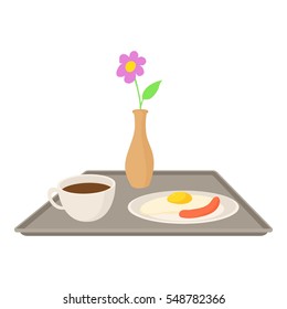 Breakfast in bed icon. Cartoon illustration of breakfast in bed vector icon for web