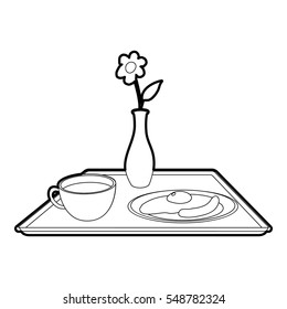 Breakfast in bed icon. Outline illustration of breakfast in bed vector icon for web