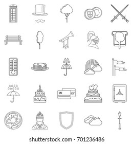 Breakfast in bed icons set. Outline set of 25 breakfast in bed vector icons for web isolated on white background